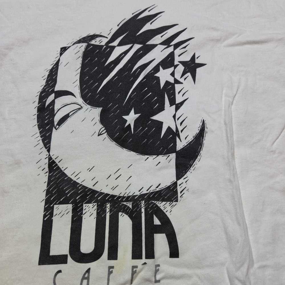 Vintage 90s Luna Caffe T Shirt XXL Hanes Heavyweight USA Single Stitch White Gra - Picture 5 of 11